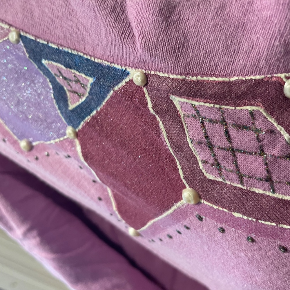 Vintage hand painted t shirt 80’s awesome lilac purple - Picture 4 of 6